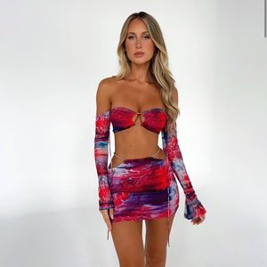 Harlow Printed Crop Top Syrah Outcast Clothing Size Large